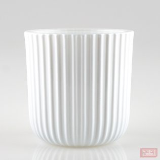 Large Round "Ribbed" Glass, Gloss White