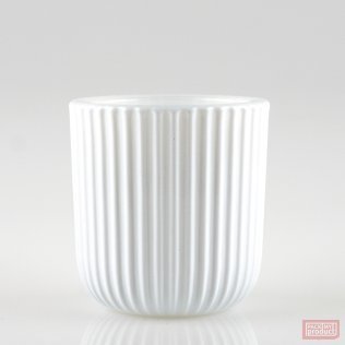 Small Round "Ribbed" Glass, Gloss White