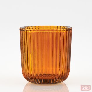 Small Round "Ribbed" Glass, Amber
