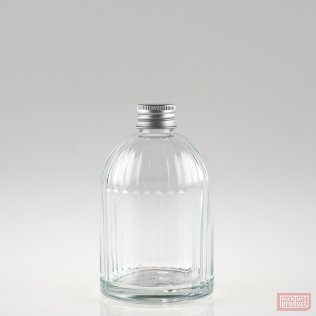 250ml "St Mary's" Ribbed Bottle with Panel Clear Glass and Aluminium Wadded Screw Cap