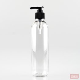 250ml Tall Clear PET Plastic Pharmacy Bottle with Black Locking Lotion Pump