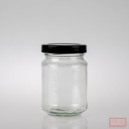 150ml Clear Glass Food Jar with 53mm Black Twist Cap