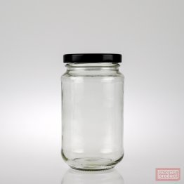 375ml Clear Glass Food Jar with 63mm Black Twist Cap