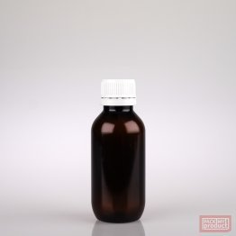 100ml Amber PET Plastic Bottle with White Tamper Cap