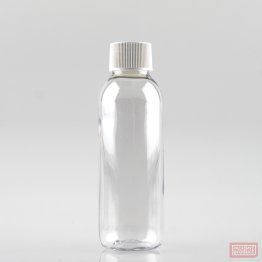 125ml Tall Clear PET Plastic Pharmacy Bottle with White Wadded Cap
