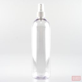500ml Tall PET Plastic Pharmacy Bottle with White Atomiser and Clear Overcap