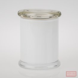 "Galaxy" Small Metro Jar Gloss White Inside, with Clear Base & Lid