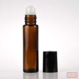 10ml Amber Glass Roll-on Bottle with Plastic Ball and Black Cap