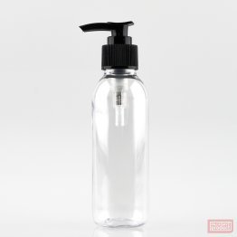 125ml Tall Clear PET Plastic Pharmacy Bottle with Black Locking Lotion Pump