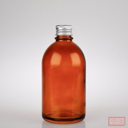 French Pharmacy Bottle Amber Coloured Glass with Aluminium Wadded Cap