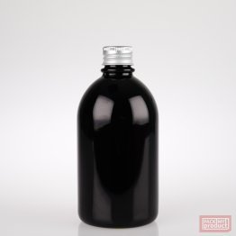 French Pharmacy Bottle Gloss Black with Aluminium Wadded Cap